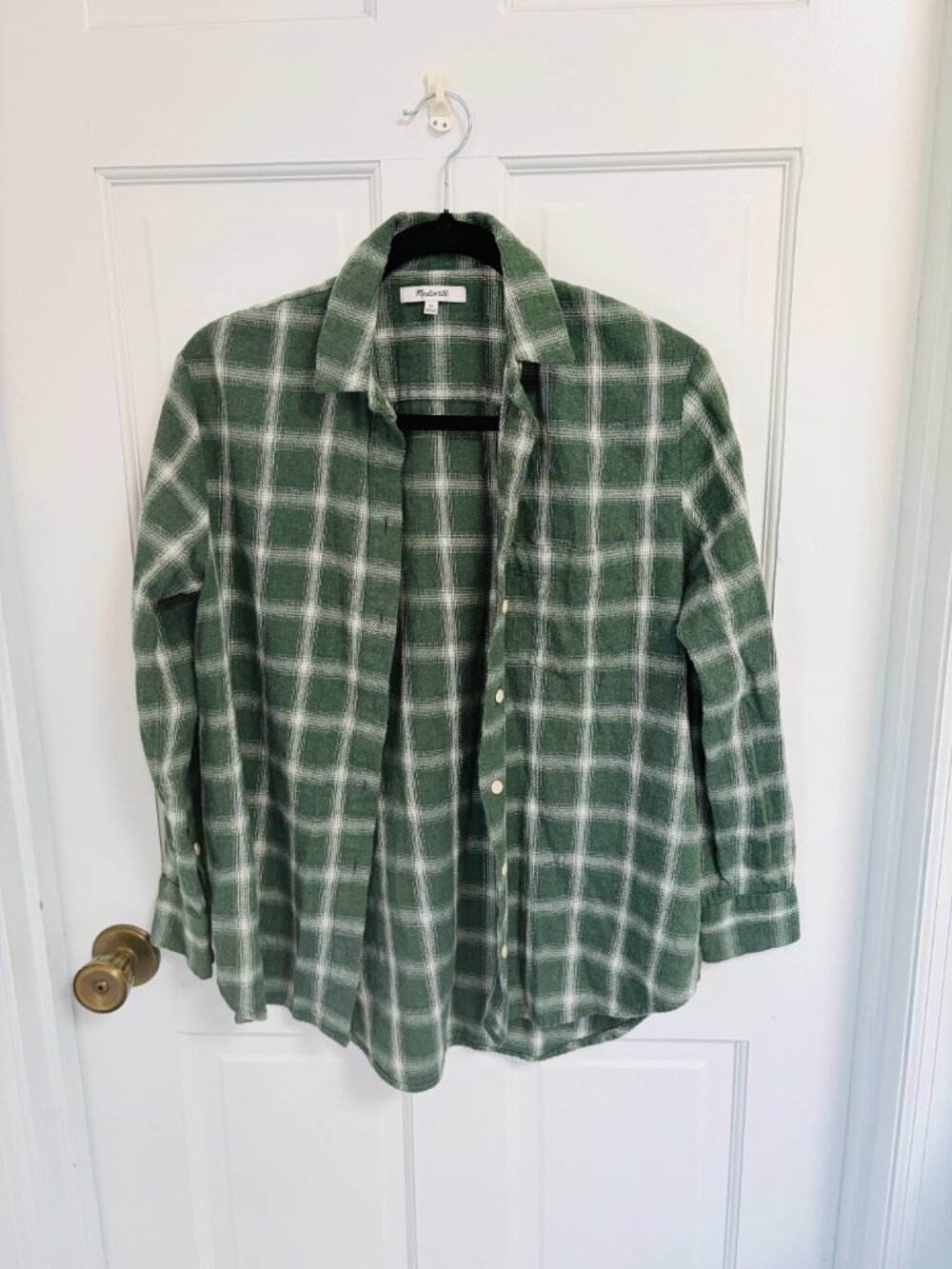Madewell 90's Grunge/Gorpcore Oversized Forest Green Plaid Flannel Shirt - XS🌲✨ - Picture 13 of 14